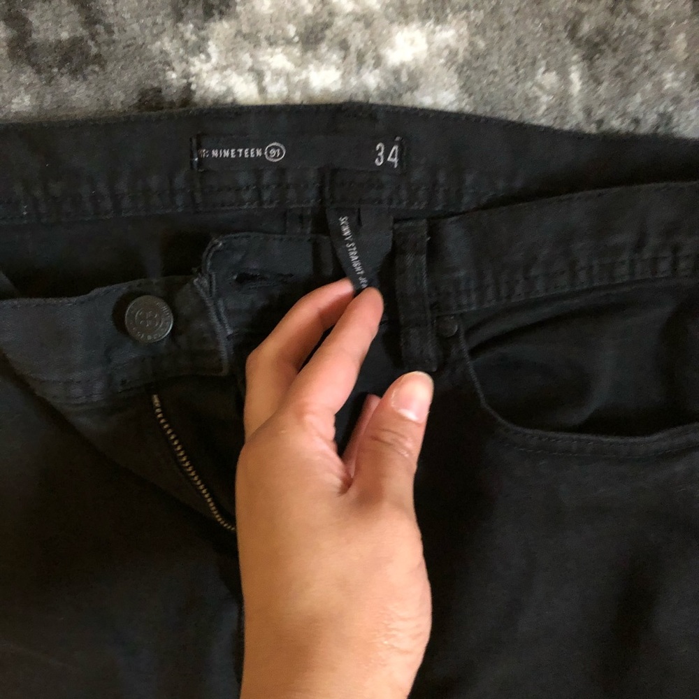 Black men cotton straight leg jeans